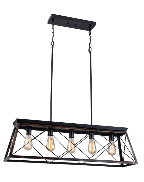 Modern Rectangular Farmhouse Chandelier, 5-Light Chain Adjustable Chandeliers Ceiling Lighting Fixturemodern Farmhouse Chandelier, 4-Light Black Chandelier Adjustable Chain Kitchen Island Ceiling Light Fixture Pendant