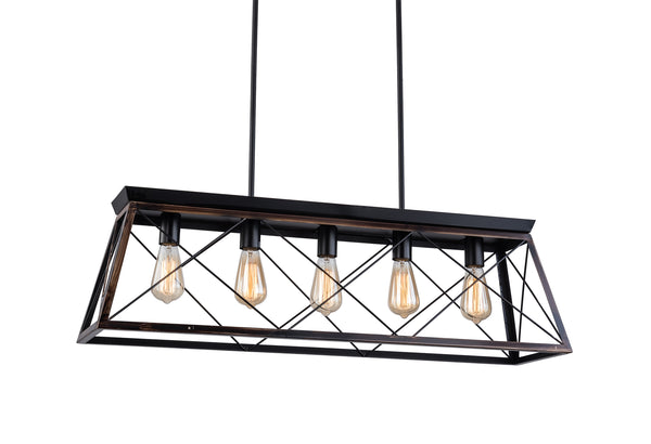 Modern Rectangular Farmhouse Chandelier, 5-Light Chain Adjustable Chandeliers Ceiling Lighting Fixturemodern Farmhouse Chandelier, 4-Light Black Chandelier Adjustable Chain Kitchen Island Ceiling Light Fixture Pendant