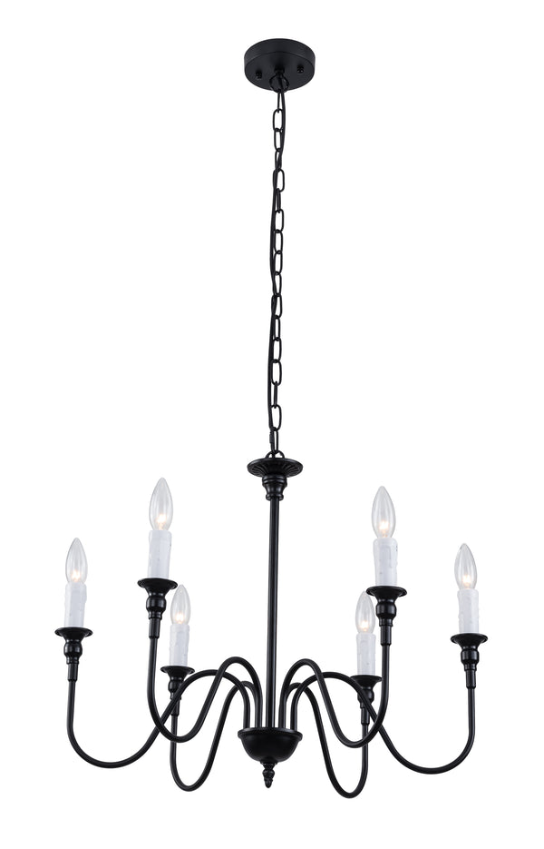 Modern Black Farmhouse Chandelier, 6-Light Chain Adjustable Durable Chandelier Kitchen Light Fixtures