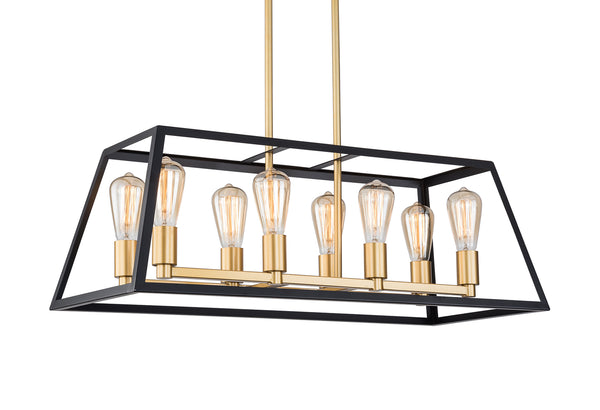 Modern Geometric Chandeliers, 8-Light Black And Gold Finish Chandelier Ceiling Light Fixturemodern Farmhouse Chandelier, 4-Light Black Chandelier Adjustable Chain Kitchen Island Ceiling Light Fixture Pendant