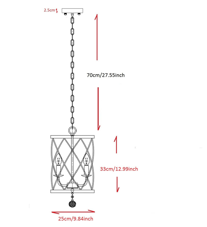 Modern Drum-Shaped Chandeliers 3-Light Matte Black Creative Farmhouse Chandelier Cage Style Ceiling Light Fixtures