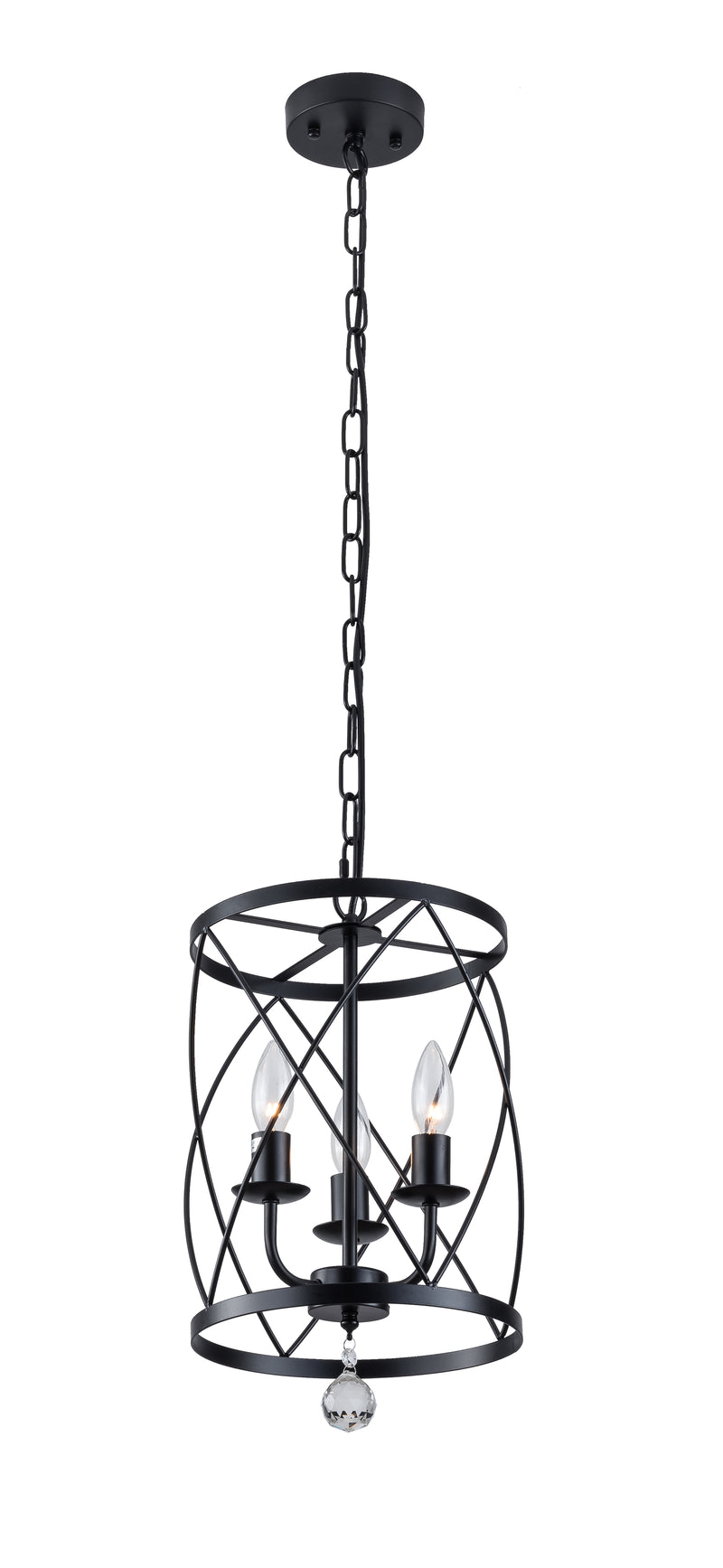 Modern Drum-Shaped Chandeliers 3-Light Matte Black Creative Farmhouse Chandelier Cage Style Ceiling Light Fixtures