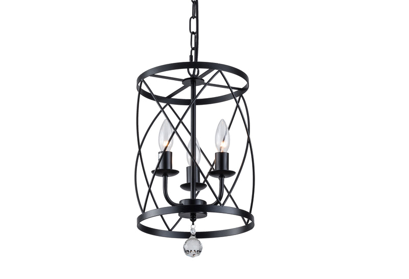 Modern Drum-Shaped Chandeliers 3-Light Matte Black Creative Farmhouse Chandelier Cage Style Ceiling Light Fixtures