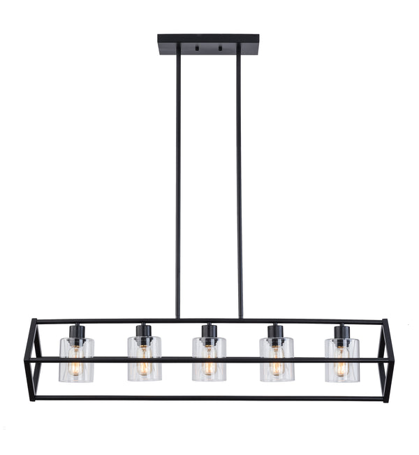 Modern Rectangle Farmhouse Chandelier, 5-Light Black Chandeliers Ceiling Light Fixture