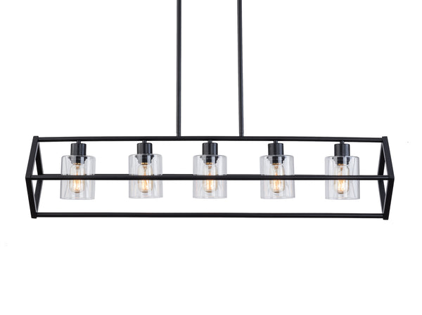 Modern Rectangle Farmhouse Chandelier, 5-Light Black Chandeliers Ceiling Light Fixture