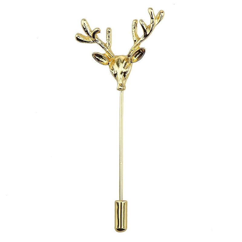 Men's Deer Reindeer Buck Head Lapel Stick Brooch Pin for Formal Wear