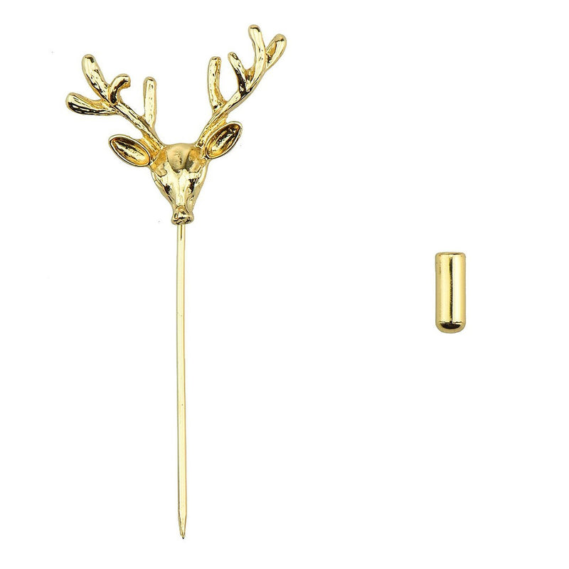 Men's Deer Reindeer Buck Head Lapel Stick Brooch Pin for Formal Wear