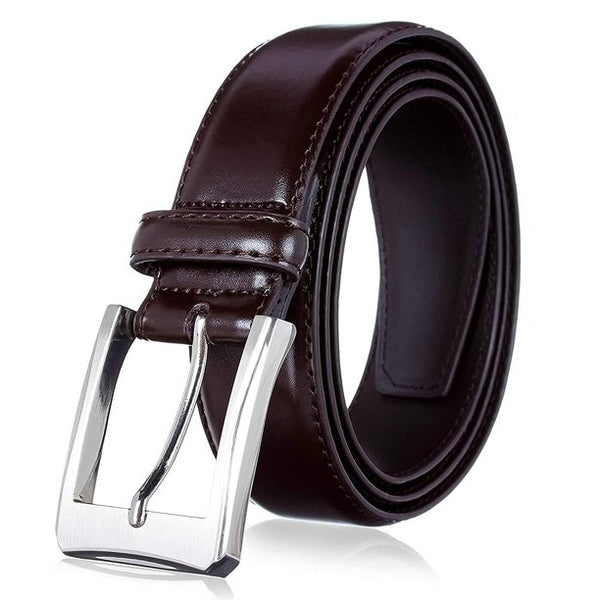 Men's Belt, Genuine Leather Dress Belts for Men with Single Prong Buckle- Classic & Fashion Design for Work Business and Casual (Brown)