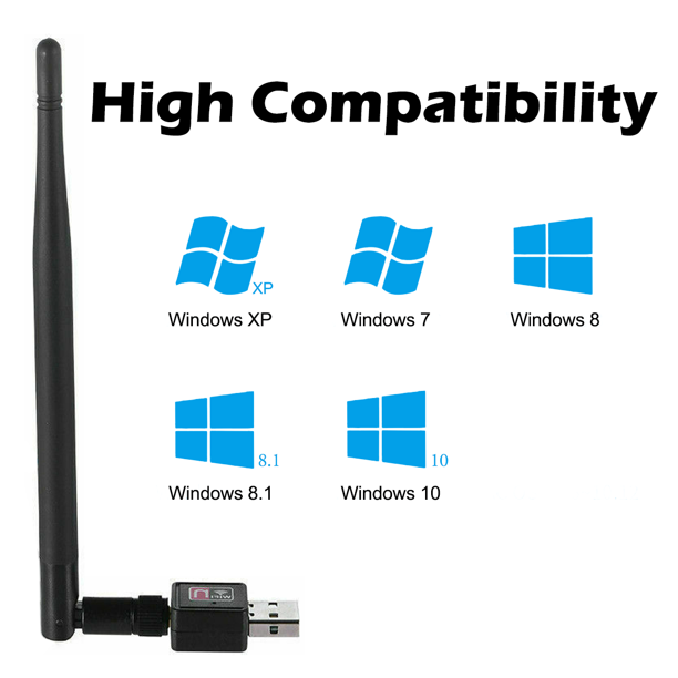 150Mbps USB WiFi Adapter Dongle Wireless Network Card Laptop Desktop PC Antenna