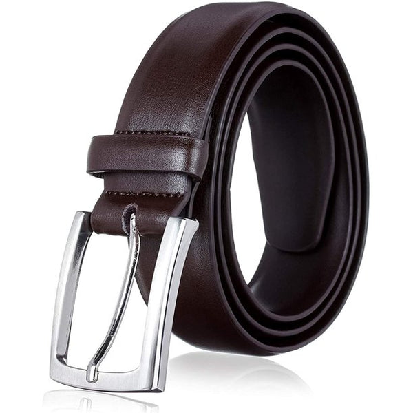 Men's Genuine Leather Dress Belt with Classic Fashion Design for Work Business and Casual (eBrown)