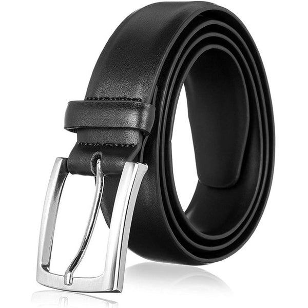 Men's Genuine Leather Dress Belt with Classic Fashion Design for Work Business and Casual (eBlack)