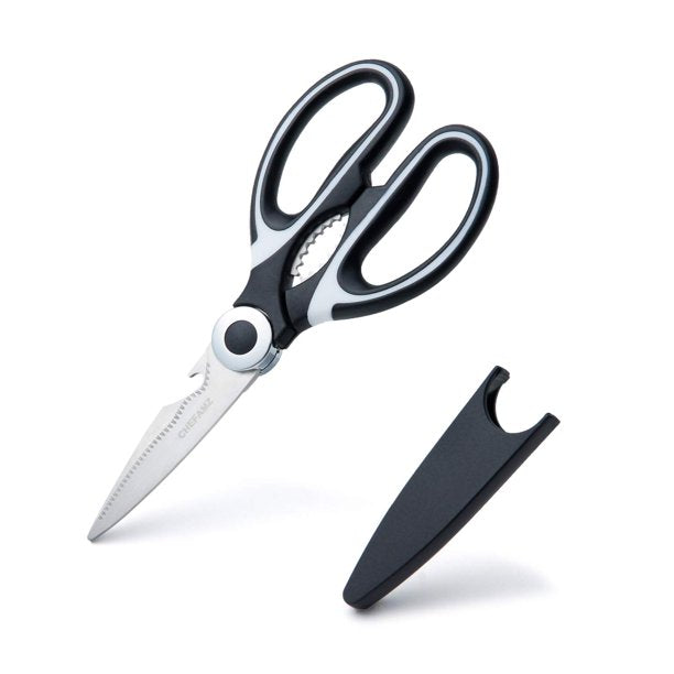 Kitchen Scissors, Kitchen Shears Heavy Duty Meat Scissors Poultry Shears,  All Purpose Shears with Protective Sheath, Silver 
