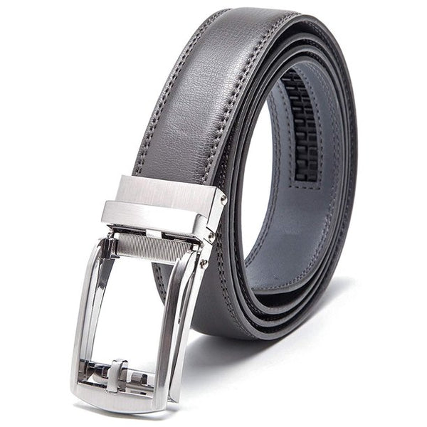 Men's Belt Genuine Leather Belt Automatic Buckle Ratchet Dress Belt for Men Perfect Fit Waist Size Up to 46"-Functional, Stylish and Durable