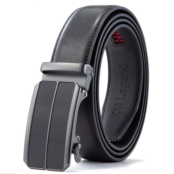 Men's Belt, KM Legend Leather Ratchet Dress Belt for Men, Jeans Belt with Adjustable Buckle, Trim to Fit for Your Size