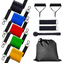 Resistance Bands Set, Exercise Bands with Door Anchor, Handles, Waterproof Carry Bag, Legs Ankle Straps for Resistance Training, Physical Therapy, Home Workouts [11 Pcs]