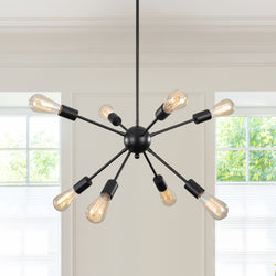 Modern Sputnik chandelier, Ceiling Light Fixture with 8 lights, Industrial farmhouse Chandelier, Mid Century Chandeliers, Pendant Light for Dining Room Bedroom Living Room Kitchen Island