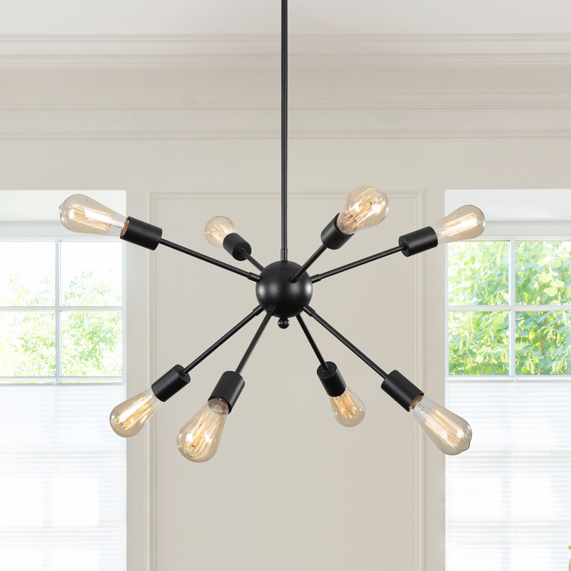 Modern Sputnik chandelier, Ceiling Light Fixture with 8 lights, Industrial farmhouse Chandelier, Mid Century Chandeliers, Pendant Light for Dining Room Bedroom Living Room Kitchen Island