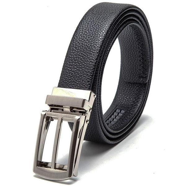 Men's Belt Genuine Leather Belt Automatic Buckle Ratchet Dress Belt for Men Perfect Fit Waist Size Up to 46"-Functional, Stylish and Durable