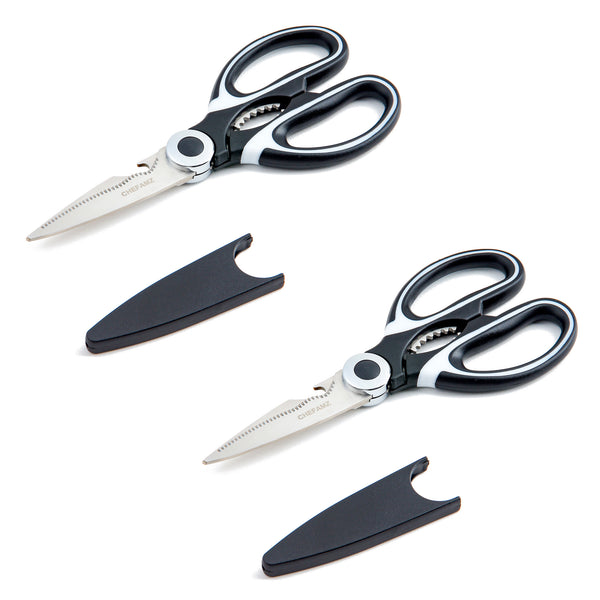 2 Pack Kitchen Scissors,Stainless Steel Heavy Duty Kitchen Shears and Multifunctional Ultra-Sharp Shears for Chicken, Poultry, Fish, Meat, Vegetables, Herbs,Nuts Cracker,and BBQ