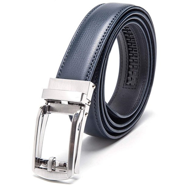 Men's Belt Genuine Leather Belt Automatic Buckle Ratchet Dress Belt for Men Perfect Fit Waist Size Up to 46"-Functional, Stylish and Durable