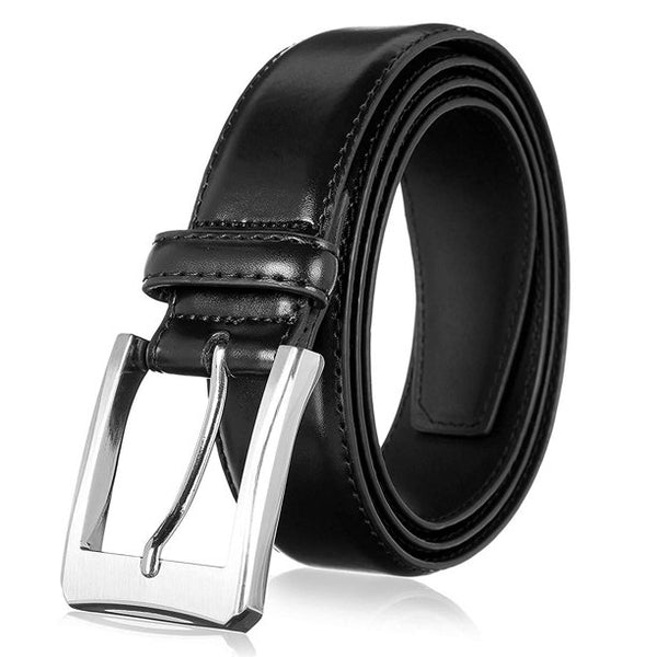 Men's Belt, Genuine Leather Dress Belts for Men with Single Prong Buckle - Classic & Fashion Design for Work Business and Casual (Black)