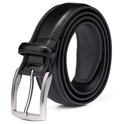 Men's Genuine Leather Dress Belt with Classic Fashion Design for Work Business and Casual (Black)