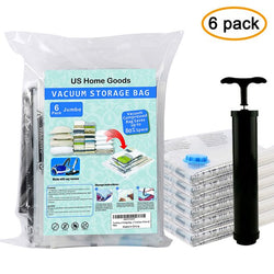 Vacuum Storage Bags Save up to 85% of Original Space, Saver Bag with Free Hand Pump for Travel (6 x Jumbo Size)