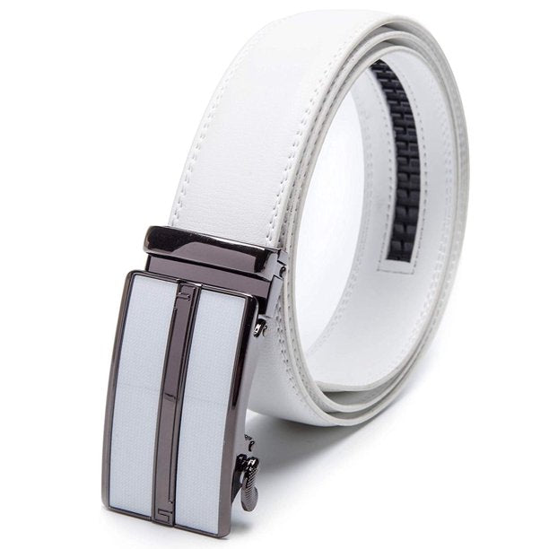 Men's Leather Automatic Buckle Ratchet Dress Belt for Men Perfect Fit Waist Size Up to 46"-Functional, Stylish and Durable