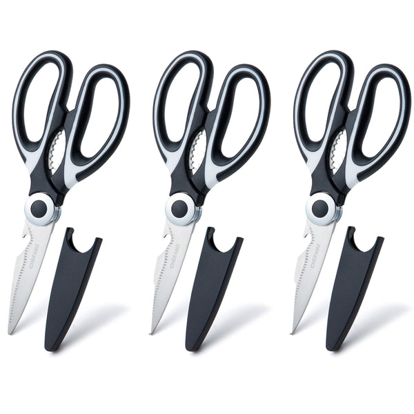 3 Pack Kitchen Scissors,Stainless Steel Heavy Duty Kitchen Shears and Multifunctional Ultra-Sharp Shears for Chicken, Poultry, Fish, Meat, Vegetables, Herbs,Nuts Cracker,and BBQ